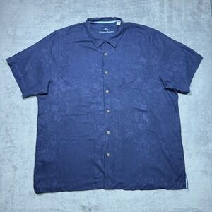 Tommy Bahama Shirt Mens 2XLT Silk Loop Collar Jacquard Island Beach Relax